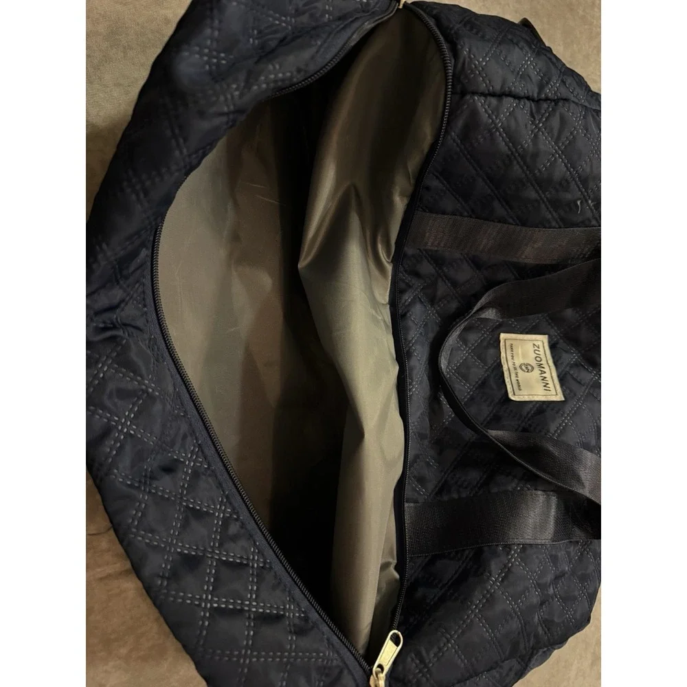 ZUOMANNI Navy Blue Quilted Nylon Duffle Bag 33